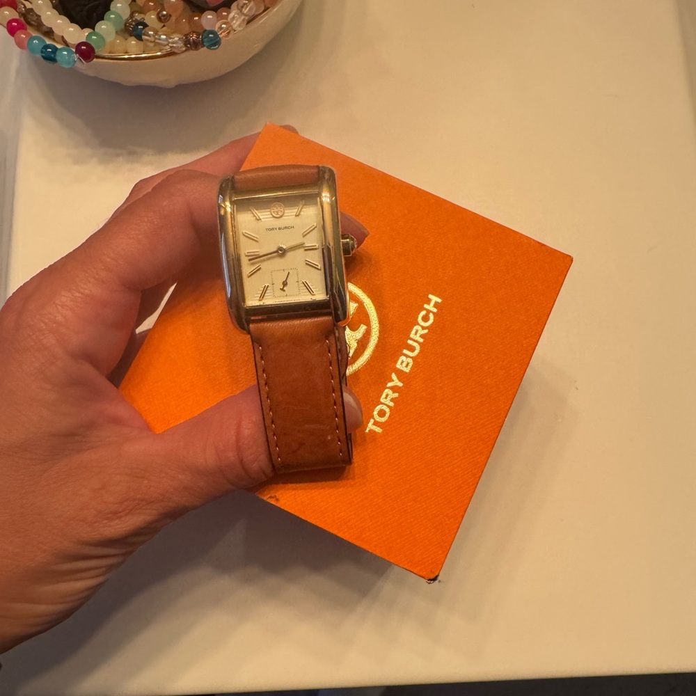 Tory Burch Gold Face with Tan Strap Watch